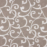 Beige and White Ornamental Branches Printed Cotton Canvas - Ribes y Casals