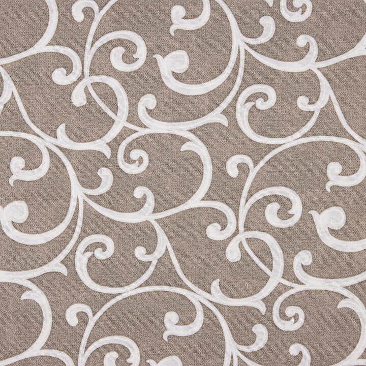 Beige and White Ornamental Branches Printed Cotton Canvas - Ribes y Casals