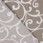 Beige and White Ornamental Branches Printed Cotton Canvas - Ribes y Casals