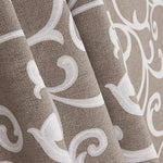 Beige and White Ornamental Branches Printed Cotton Canvas - Ribes y Casals