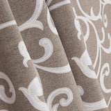 Beige and White Ornamental Branches Printed Cotton Canvas - Ribes y Casals
