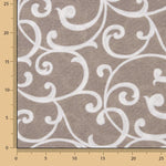 Beige and White Ornamental Branches Printed Cotton Canvas - Ribes y Casals
