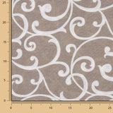 Beige and White Ornamental Branches Printed Cotton Canvas - Ribes y Casals