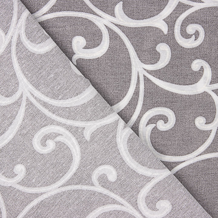 Cotton canvas with grey and white ornamental branch print - Ribes y Casals