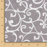 Cotton canvas with grey and white ornamental branch print - Ribes y Casals