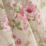 Printed Cotton Canvas with Roses on a Pink Linen Fabric Background - Ribes y Casals