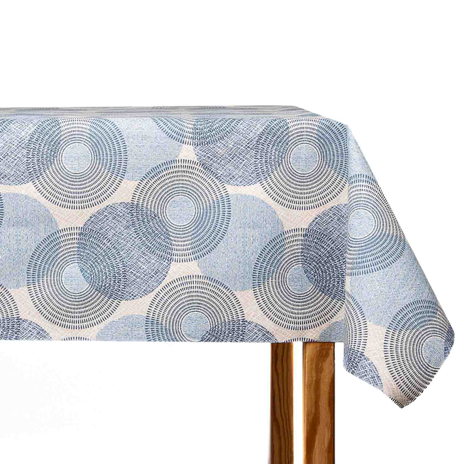 Blue Circles Waxed Tablecloth - Ribes y Casals