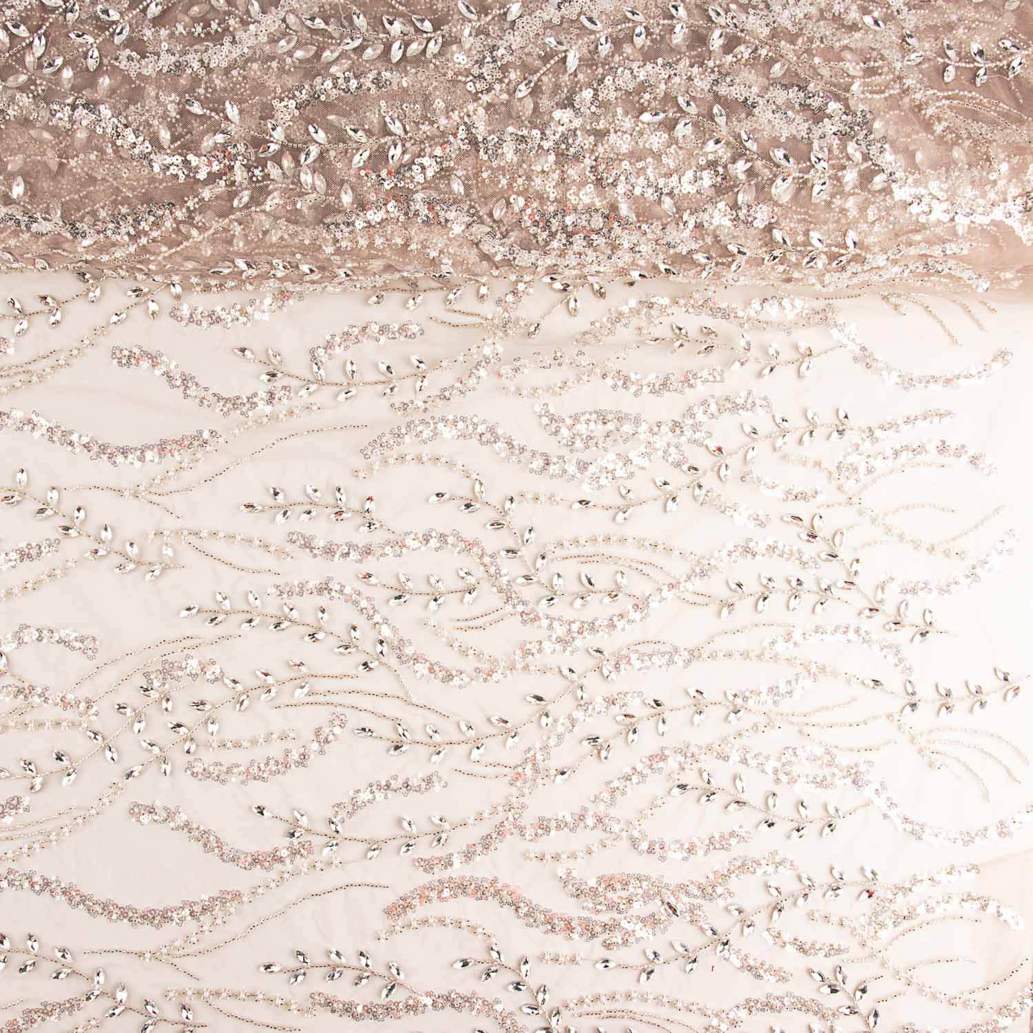 Tulle Nude Rhinestones Silver Rhinestones - Ribes y Casals
