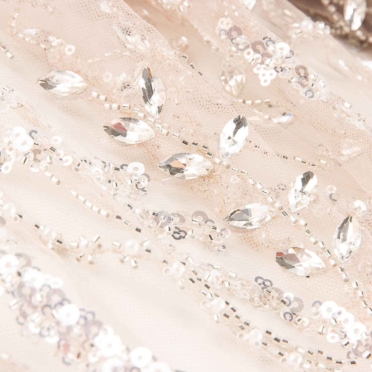 Tulle Nude Rhinestones Silver Rhinestones - Ribes y Casals