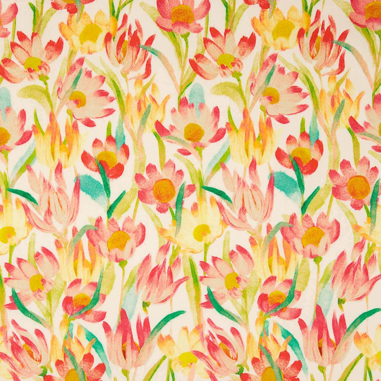 Warm Watercolour Floral Print Viscose Crepe Crepe - Ribes y Casals