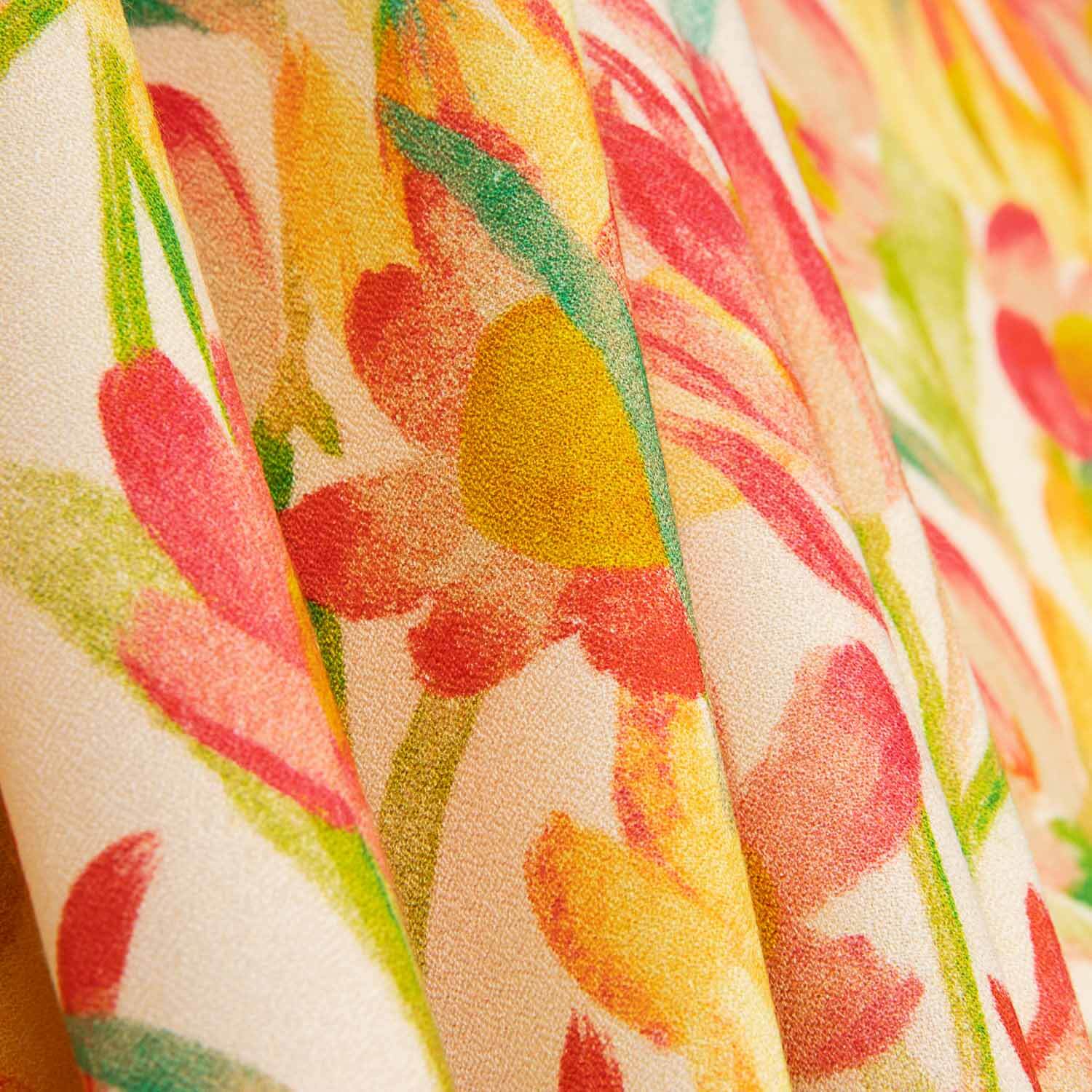Warm Watercolour Floral Print Viscose Crepe Crepe - Ribes y Casals