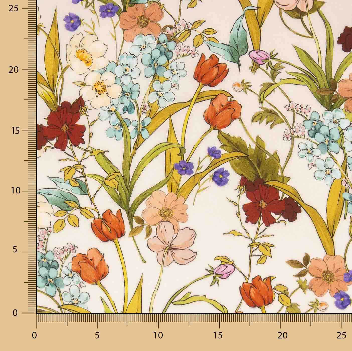 Viscose remnant with delicate botanical floral pattern – various lengths x width 140 cm - Ribes y Casals
