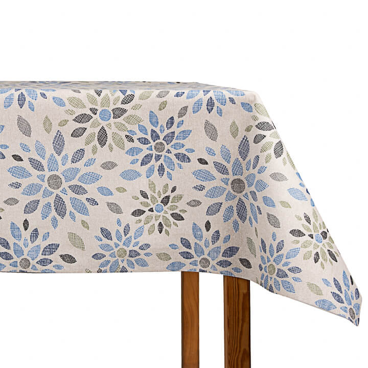 Blue Mosaic Floral Resin Tablecloth - Ribes y Casals