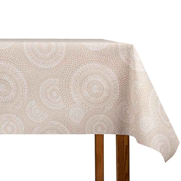Beige Mandalas Coated Tablecloth - Ribes y Casals