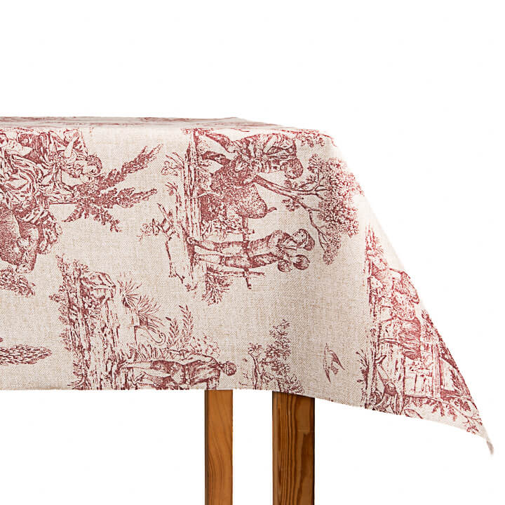 Resin-coated tablecloth with rural scenes in terracotta - Ribes y Casals