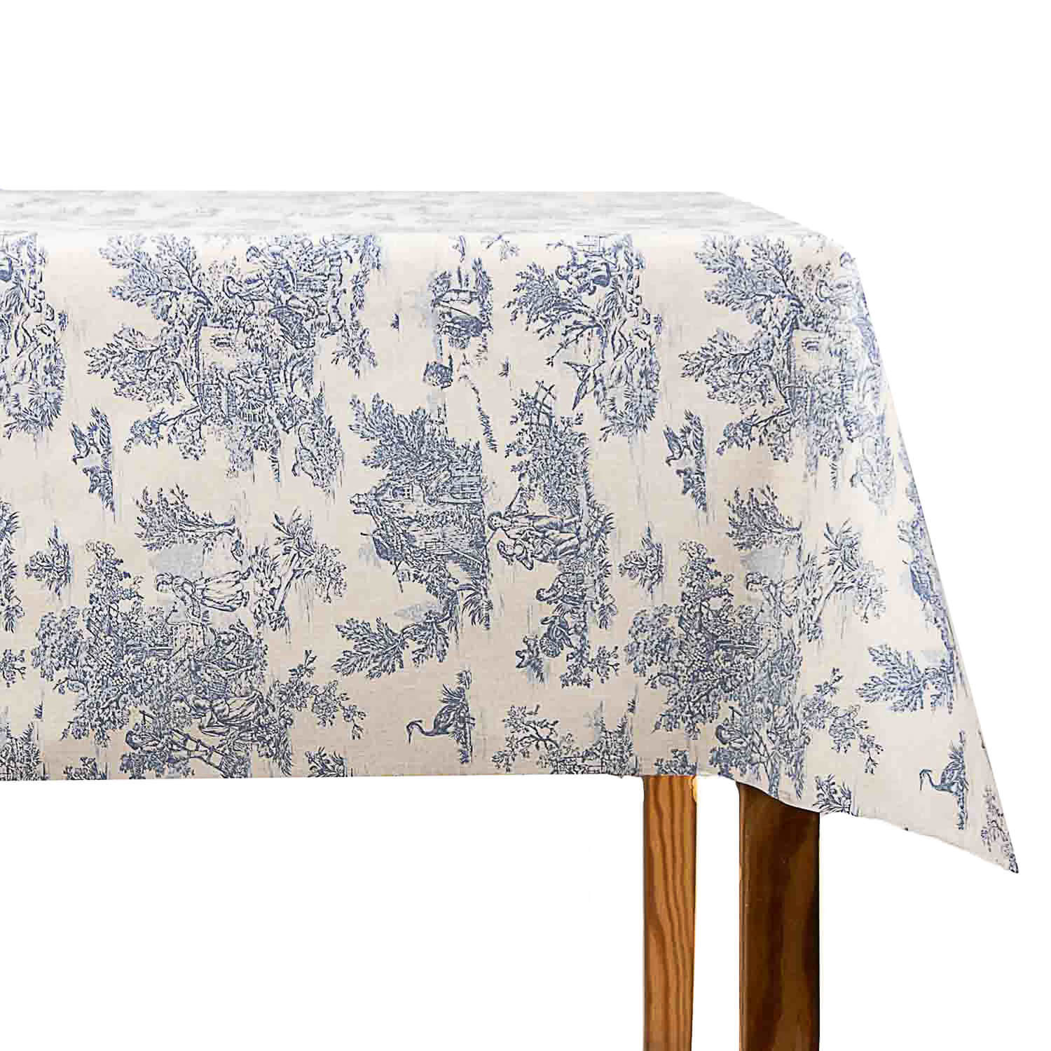 Blue and White Toile de Jouy Resin-Coated Cotton - Ribes y Casals