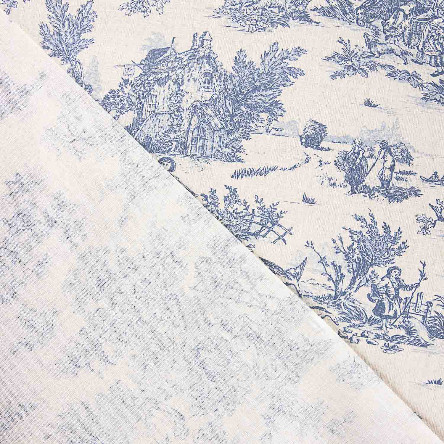 Blue and White Toile de Jouy Resin-Coated Cotton - Ribes y Casals