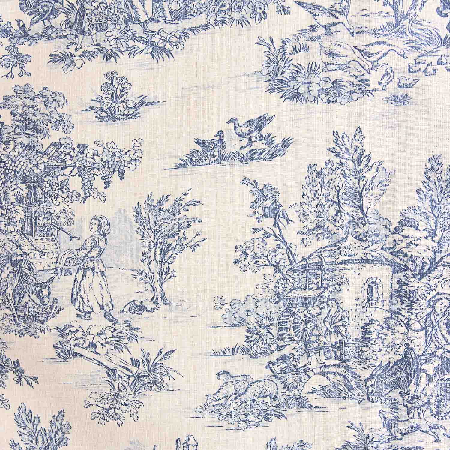 Blue and White Toile de Jouy Resin-Coated Cotton - Ribes y Casals
