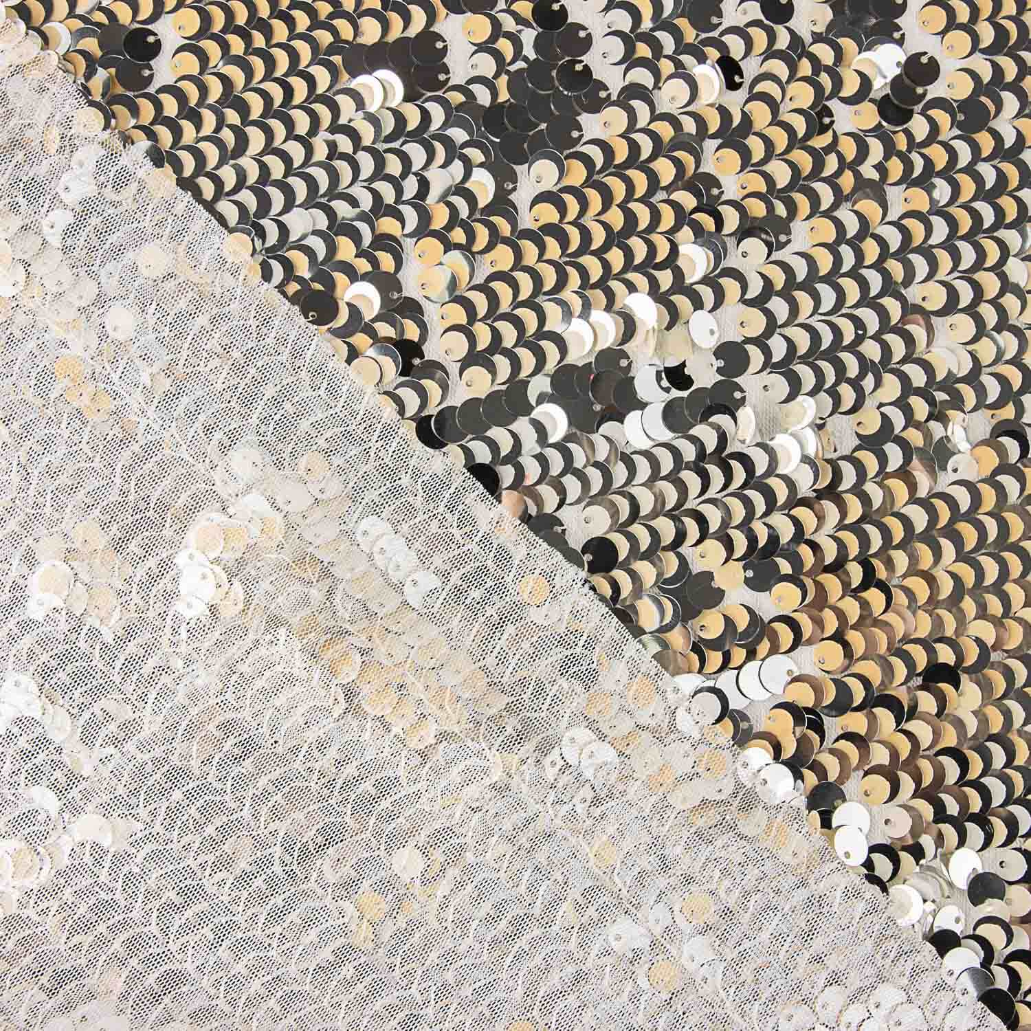 White Tulle with Silver and Cream Sequins - Ribes y Casals