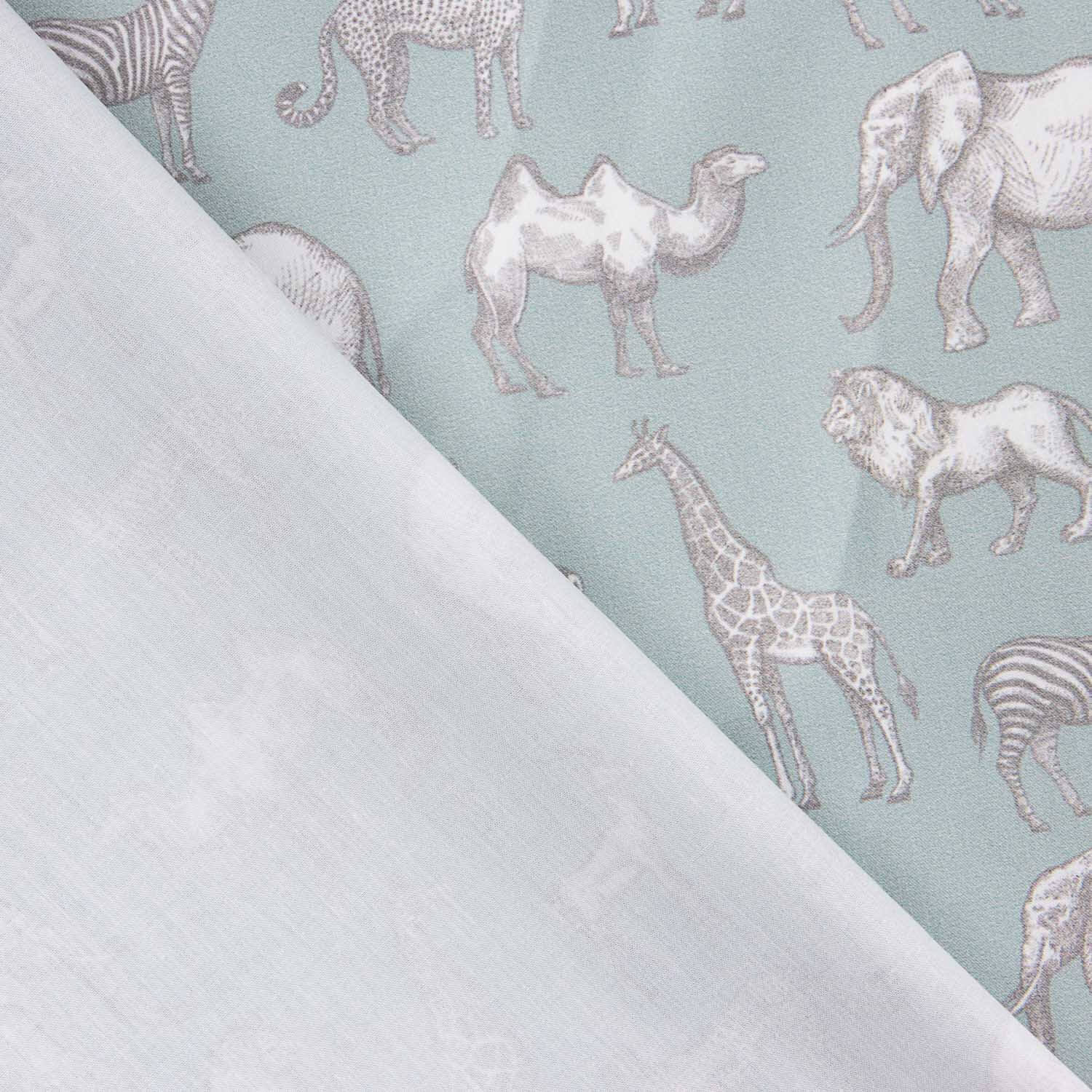 Safari Aqua Printed Calico - Ribes y Casals