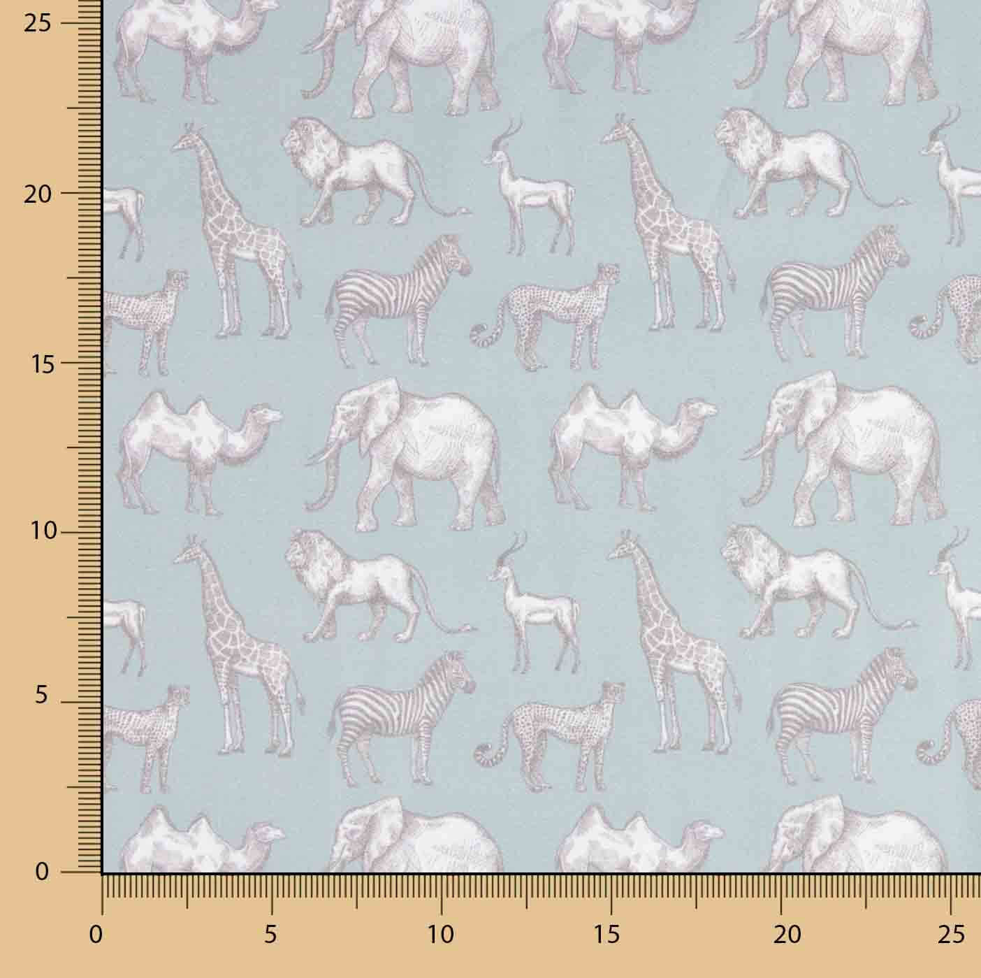 Safari Aqua Printed Calico - Ribes y Casals
