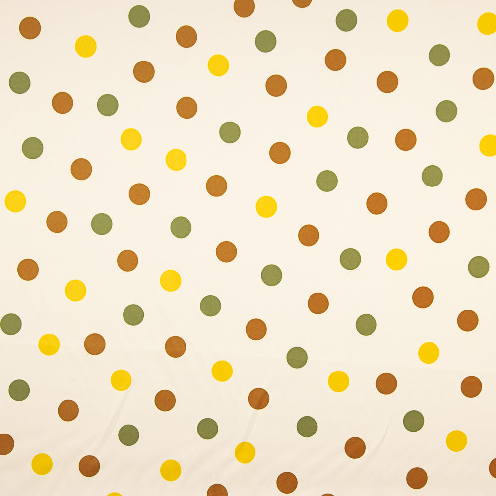 Glossy Fama Stretch Polka Dots Olive - Ribes y Casals