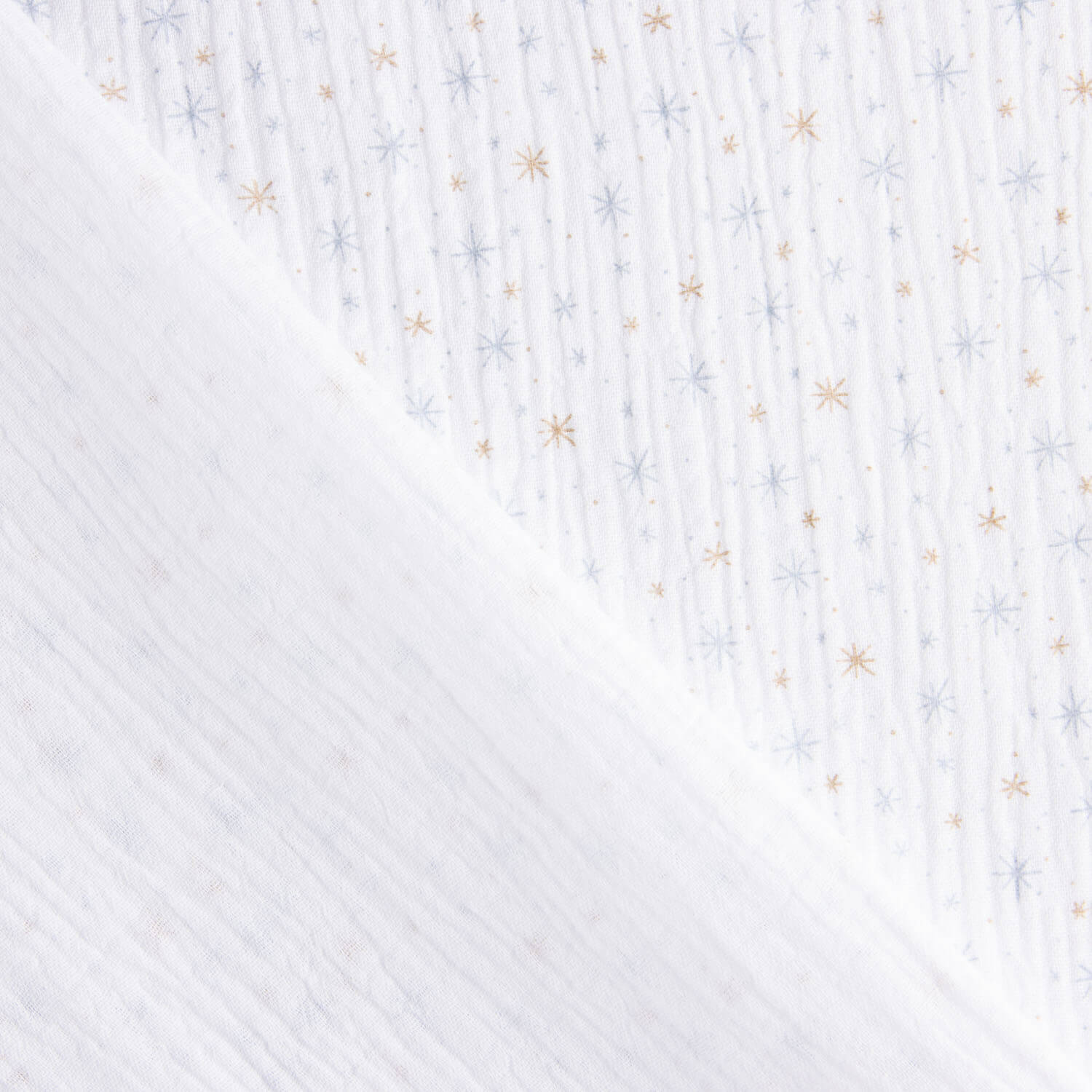Blue and Mustard Star Cotton Muslin - Ribes y Casals