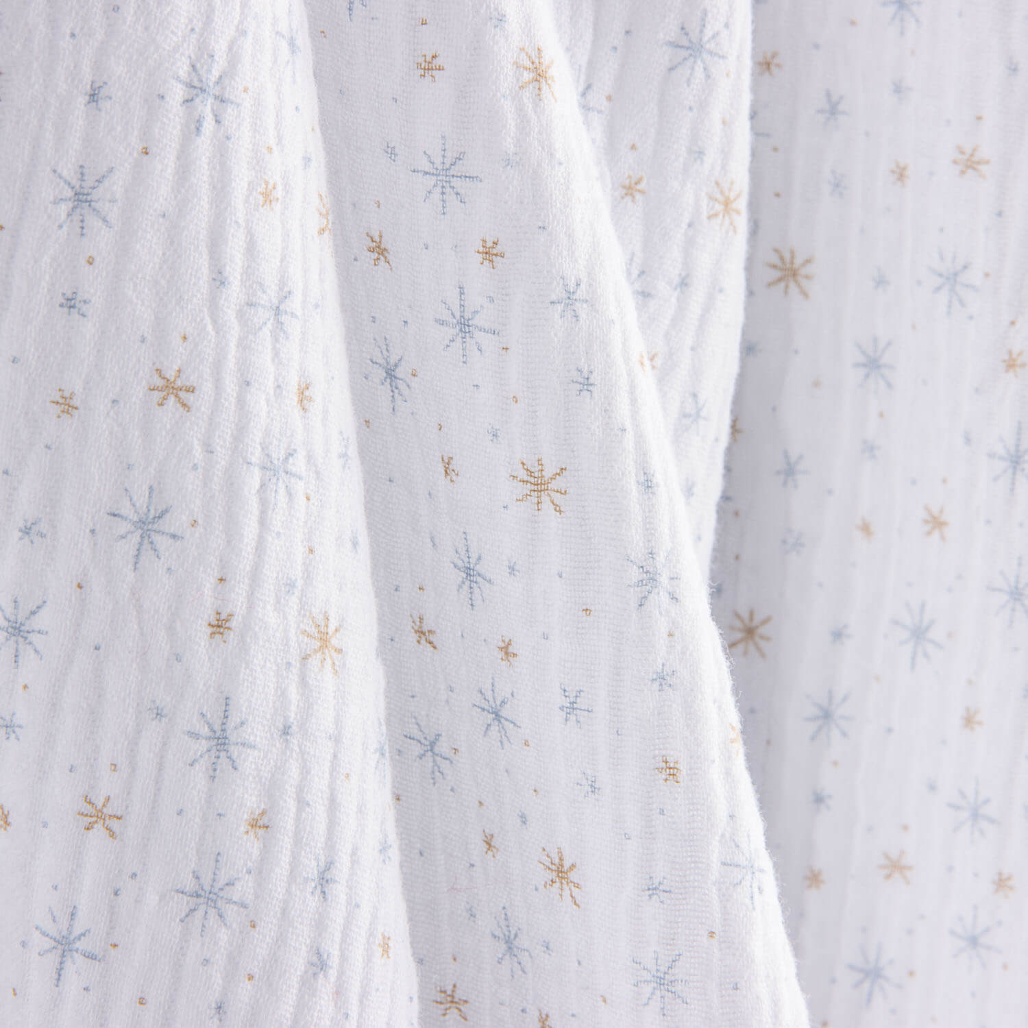 Blue and Mustard Star Cotton Muslin - Ribes y Casals