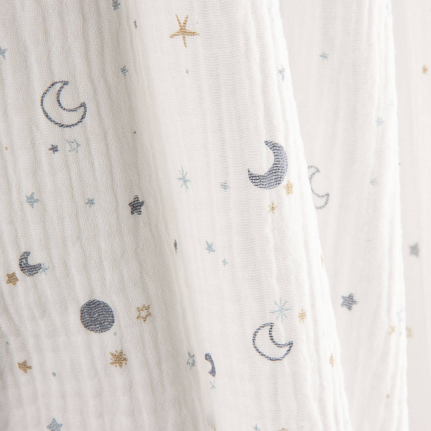 Muslin Cotton Moons and Stars Blue - Ribes y Casals