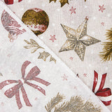 Christmas-themed Printed Cotton Canvas with Baubles and Bows - Ribes y Casals