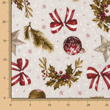Christmas-themed Printed Cotton Canvas with Baubles and Bows - Ribes y Casals
