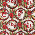 Printed cotton canvas with medallions and Father Christmas - Ribes y Casals