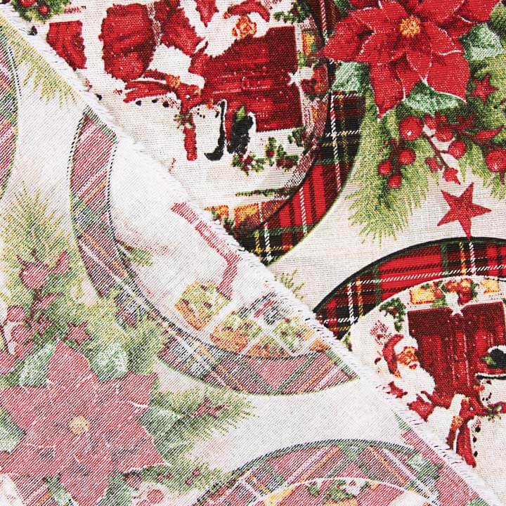 Printed cotton canvas with medallions and Father Christmas - Ribes y Casals