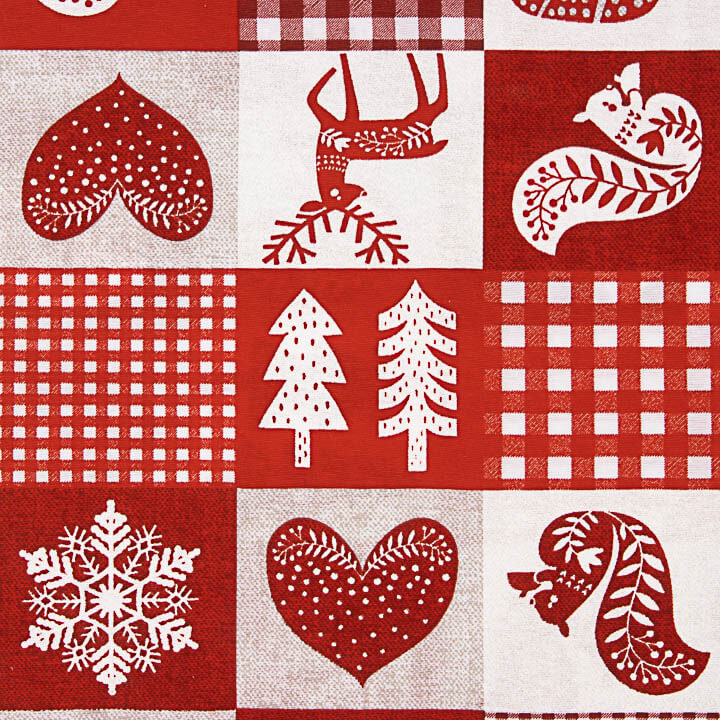 Nordic Patchwork Christmas Printed Cotton Canvas - Ribes y Casals