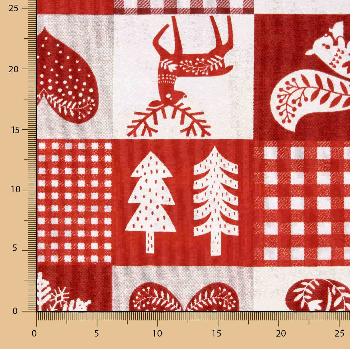 Nordic Patchwork Christmas Printed Cotton Canvas - Ribes y Casals