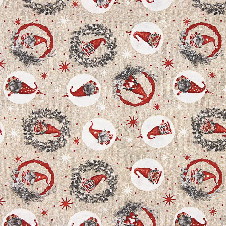Christmas Gnome Printed Cotton Canvas - Ribes y Casals
