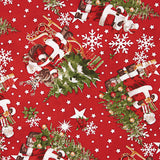 Printed Cotton Canvas: Father Christmas and Christmas Tree - Ribes y Casals