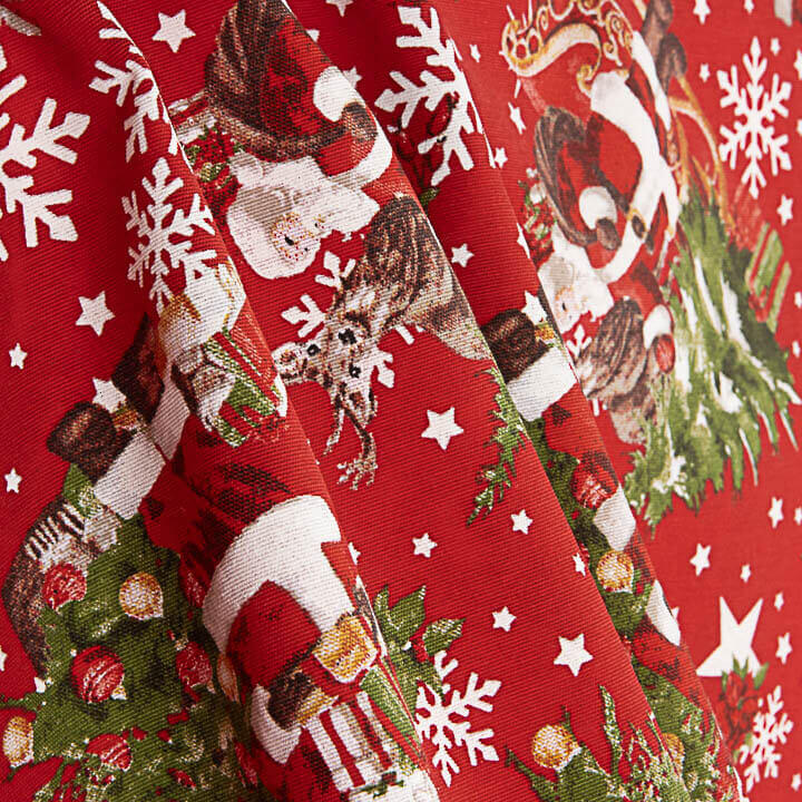 Printed Cotton Canvas: Father Christmas and Christmas Tree - Ribes y Casals
