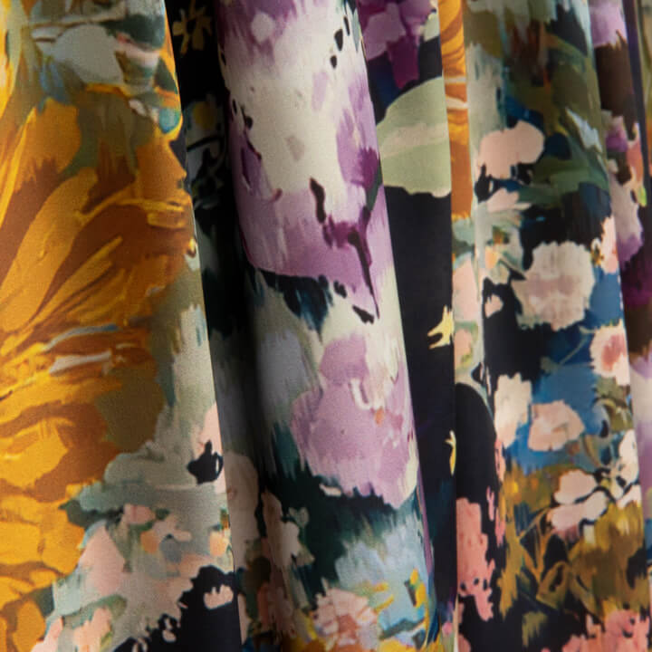 Yellow Dahlia Print Satin - Ribes y Casals
