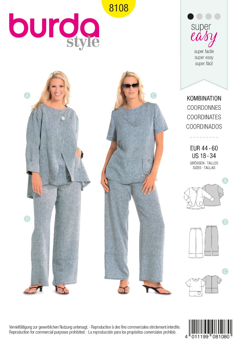 Burda Sewing Pattern 8108 Suit - Ribes y Casals