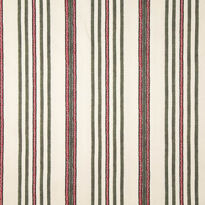 Cotton canvas with ethnic print in Green and Red - Ribes y Casals