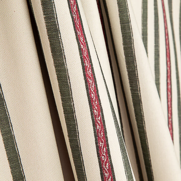 Cotton canvas with ethnic print in Green and Red - Ribes y Casals