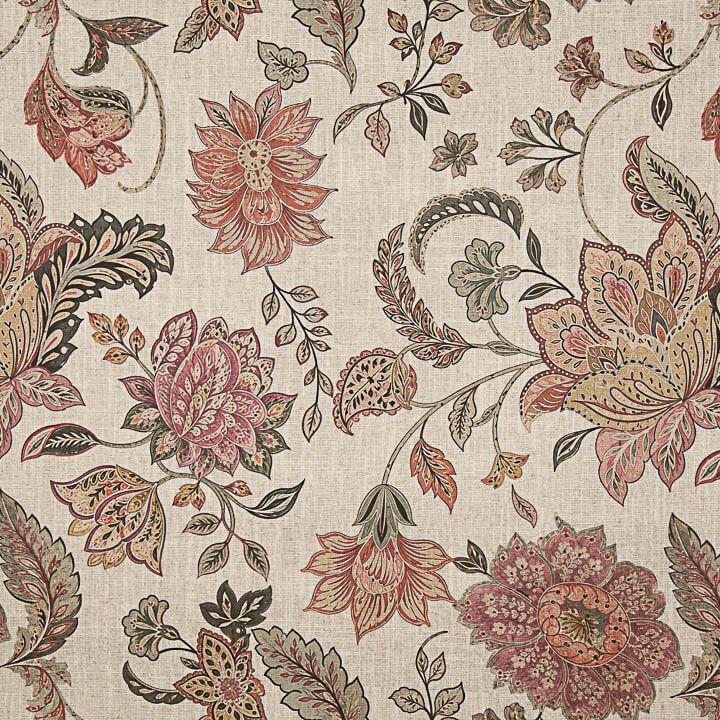 Cotton Canvas with Coral Pink Paisley Print - Ribes y Casals