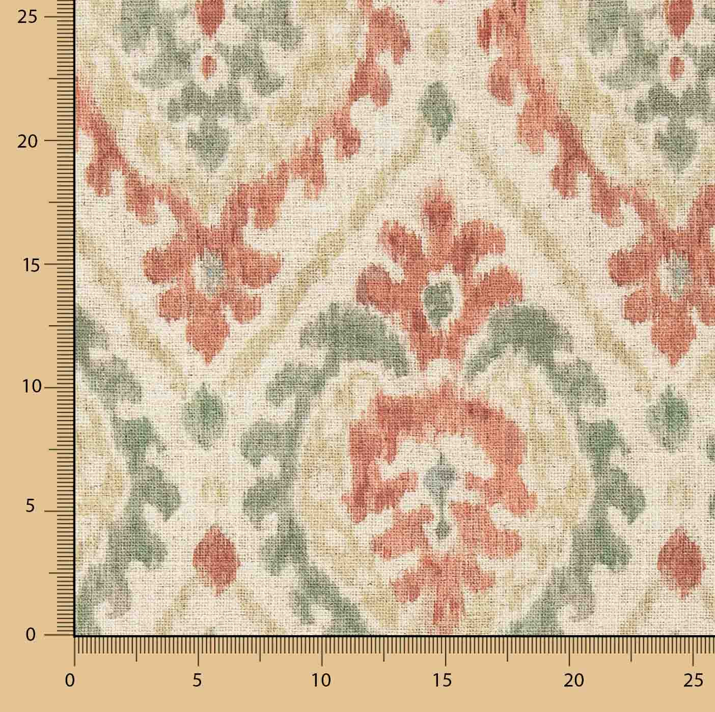 Cotton canvas, ethnic print, terracotta - Ribes y Casals