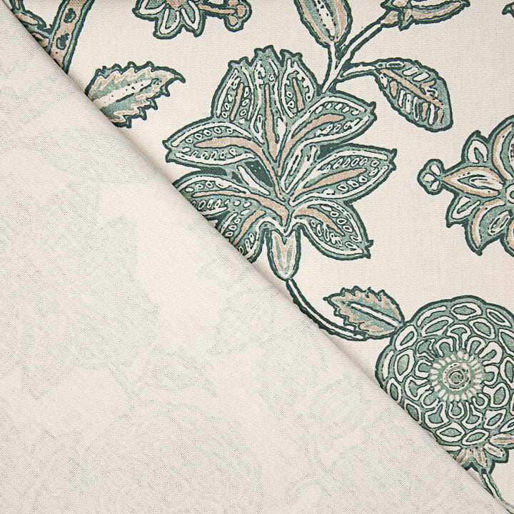 Cotton Canvas with Oriental Print – Garden, Sage Green - Ribes y Casals