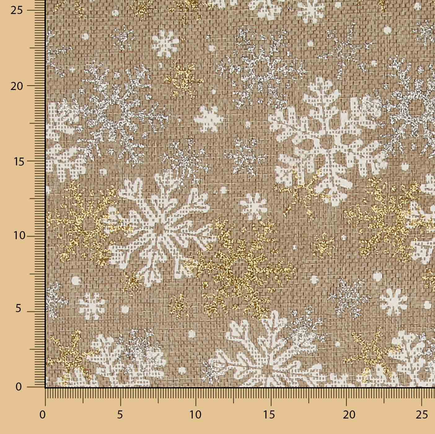 Jute Fabric Decoration with Gold Snow Print - Ribes y Casals