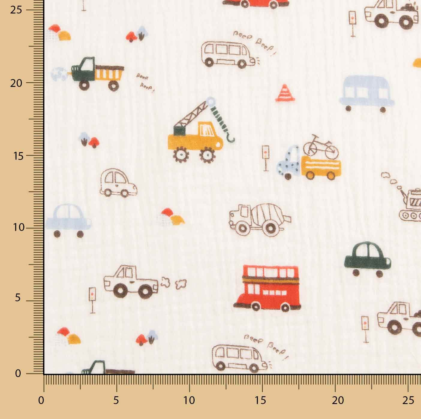Bambula Cotton Fabric Children's Vehicles - Ribes y Casals