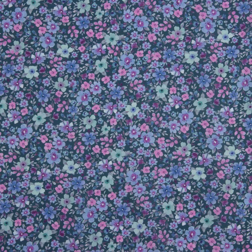 Blue Wild Garden Cotton Poplin - Ribes y Casals