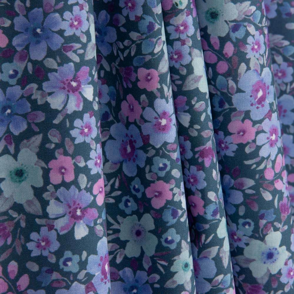 Blue Wild Garden Cotton Poplin - Ribes y Casals