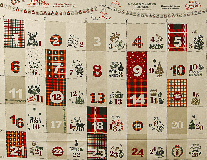 Reversible Cotton Fabric Advent Calendar Panel - Ribes y Casals